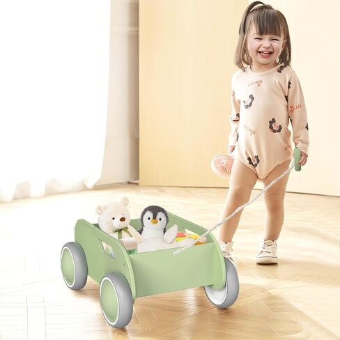 Wooden Baby Walker, Push and Pull Learning Walk Toys for Infants to Toddler, Walker with Wheels for Boys Girls, Gift for Birthday Christmas, Pink in Kuwait