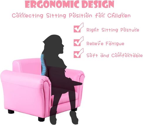 Costzon Kids Couch with Footstool, Children's Sofa with ASTM & CPSIA Certification, Mini Couch for Toddler w/Load-Bearing of 100LBS, Armchair w/Armrest and Backrest for Baby Boys Girls Gifts (Black) in Kuwait