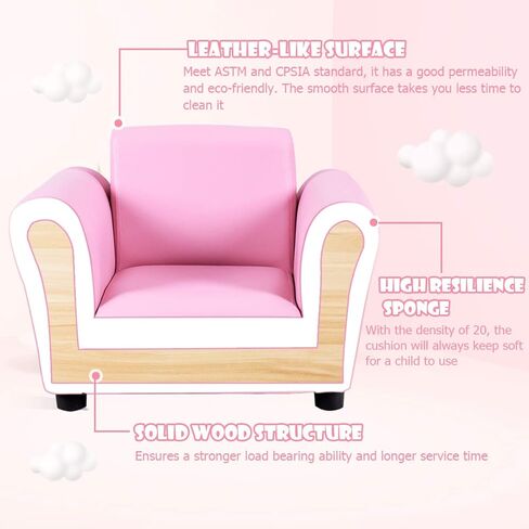 Costzon Kids Couch with Footstool, Children's Sofa with ASTM & CPSIA Certification, Mini Couch for Toddler w/Load-Bearing of 100LBS, Armchair w/Armrest and Backrest for Baby Boys Girls Gifts (Black) in Kuwait