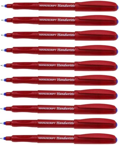 Manuscript Blue Handwriting Pens Ergonomic Washable Ink - Pack 10 in Kuwait