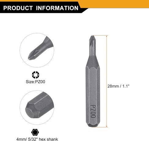 HARFINGTON 3pcs PZ000 Pozi Screwdriver Bit 5/32" Hex Shank 28mm/1.1" Length Magnetic Phillips Slotted Hex Bits S2 Steel Screw Driver Bit for Impact Electric Screw Driver Power Tools in Kuwait