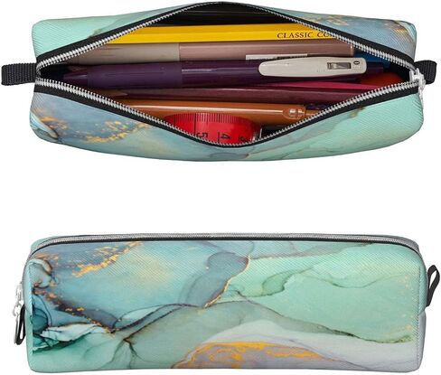 Pencil Case Pencil Pouch Small Pencil Case with Zipper Student Office Stationery Organizer for Girls and Boys - Teal Marble Pattern in Saudi Arabia