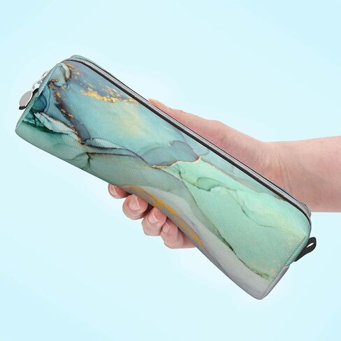Pencil Case Pencil Pouch Small Pencil Case with Zipper Student Office Stationery Organizer for Girls and Boys - Teal Marble Pattern in Saudi Arabia