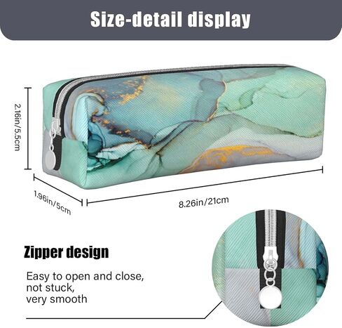 Pencil Case Pencil Pouch Small Pencil Case with Zipper Student Office Stationery Organizer for Girls and Boys - Teal Marble Pattern in Saudi Arabia