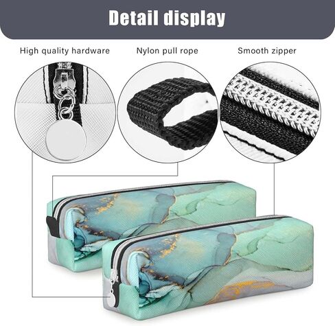 Pencil Case Pencil Pouch Small Pencil Case with Zipper Student Office Stationery Organizer for Girls and Boys - Teal Marble Pattern in Saudi Arabia