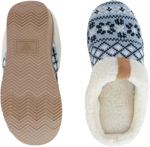 isotoner Women's Heritage Fairisle Knit Hoodback Slipper, Large (8.5-9), Black in Saudi Arabia