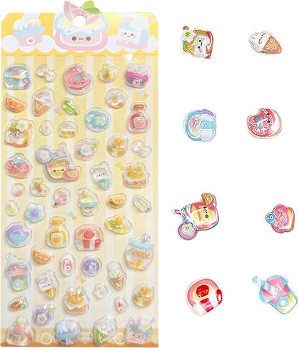 4PCS Self-Adhesive Stickers Mixed Style Decorative Star Fruit, Flowers, Plants, and Trees Stickers for Personalize Hand Account Photo Frame Album Laptop Water Bottle Scrapbook Decoration in Saudi Arabia