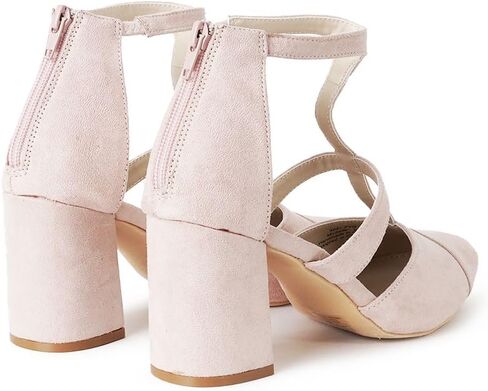 J. Adams Michelle Women's Chunky Block Heel Pointed Toe T-Strap Dress Shoes - Elegant Suede Pumps for Office & Party in Kuwait