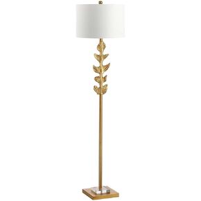 SAFAVIEH FLL4047A Lighting Georgiana Gold Leaf 61.5-inch (LED Bulb Included) Floor Lamp, White