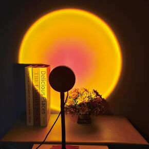 مصباح غروب الشمس ضوء الإسقاط ضوء الإسقاط مصابيح LED 180 ° التناوب بصري LED شبكة برتقالية الضوء مع USB غرفة المعيش