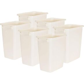 Rubbermaid 21 Quart Traditional Rectangular Plastic Open Wastebasket Trash Can for Kitchen, Bathroom, and Home Office, Bisque (2 Pack)