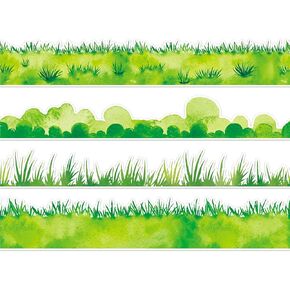 60 PCS Green Grass Bulletin Board Borders Spring Watercolor Green Lawn Self-admansive trim trim ملصقات ملصقات للعودة إلى المدرسة