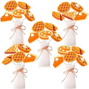24 PCS كتي فطيرة عيد ميلاد العصي الفطيرة فطيرة دش الطفل ديكورات طاولة الفطيرة البرتقالية طاولة أعلى القبعات للأولاد والفتيات خبز ملفات تعريف الارتباط الأولى لحفل عيد ميلاد