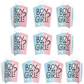 Big Dot of Happiness Baby Gender Reveal - Table Decorations - Team Boy or Girl Party Fold and Flare Centerpieces - 10 Count