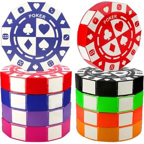 8 PCS Casino موضوع الحفلة ديكور 9 بوصة البوكر رقاقة الكازينو ديكور مربع كبير بوكر صناديق الحفلات رقاقة Jumbo مركزية لجدول الكازينو ليل Las Vegas للعام الجديد لوازم الحفلة