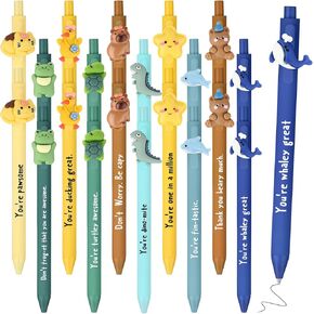 TeCunite 40 PCS ملهمة أقلام الحبرات الحركية تحفيز الحيوانات المضحكة الحيوانات اللطيفة هدايا التخرج الكارتونية شكرا لك هدايا التقدير لموظفي زميل في العمل معلم اللوازم اللوازم