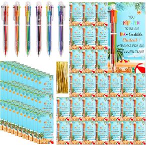 30 Set End of Year Student Gifts from Teacher 6 in 1 Multicolor Ballpoint Pen Blessing Cards Retractable Ballpoint Pens Preschool Kindergarten Graduation Gifts Classroom Prizes School Supplies