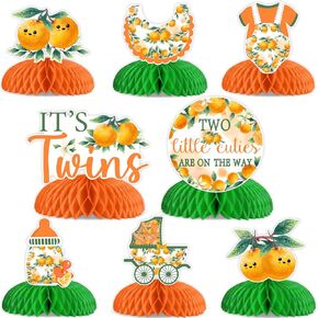 Cheereveal اثنين من cuties قليلا على الطريق ديكور استحمام الطفل ، 8 قطع قرص العسل الطابع البرتقالي ، الفاكهة الصيفية اثنين اثنين من cuties جدا