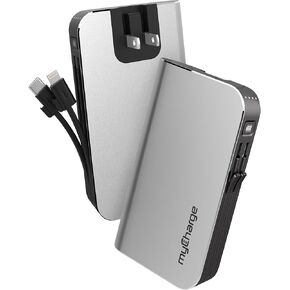 myCharge Portable Charger with Wall Plug – 10050mAh Fast Charging – Power Bank for iPhone, Samsung, Android & More - External Battery Pack Portable Charger with Built-in Cables (Lightning + Micro USB)