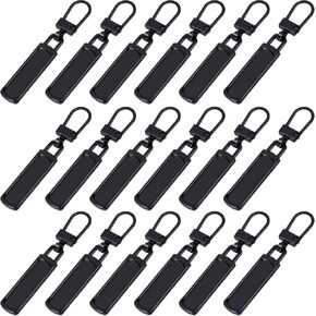 OIIKI 18PCS Luggage Zipper Pull, Zipper Tab Replacement, Alloy Zipper Pulls Extenders, Detachable Zipper Pull Extension for Clothing, Luggage, Backpacks -Black