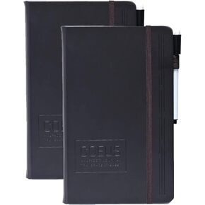 Coeus Journal: Half Dot Grid/Half College Ruled Notebook - Dry Erase Sheet - (A5) Small - Extra Thick 160GSM Paper - (Black)