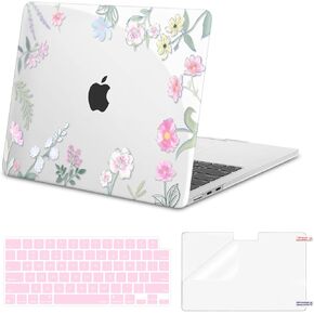 MOSISO Compatible with MacBook Air 13 inch Case 2025 2024 2023 2022 M4 A3240 M3 A3113 M2 A2681, Plastic Hard Shell&Keyboard Cover&Screen Protector for MacBook Air 13.6 inch Case, Lively Flowers