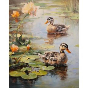 QACEYID Paint by Number for Adults, Water Pond Ducks, Adult Crafts Paint by Numbers, DIY Handmade Gifts 16x20 inch