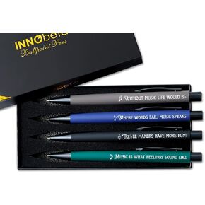 هدايا Innobeta لعشاق الموسيقى ، مجموعة قلم Pallpoint من 4 ، هدايا لعشاق الموسيقى المضحكة للموسيقي في عيد ميلاد عيد الميلاد - رمادي