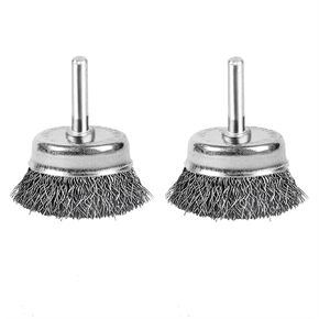 2 Inch Wire Cup Brush Set for Drill - 1/4 Inch Round Shank Abrasive Wire Cup Brush - Stainless Steel Crimped Carbon Steel Brush for Rust,Cleaning,Deburring,Removing Paint