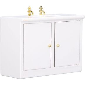 1:12 Mini Washbasin Cabinet Model, Exquisite Birch Dollhouse Decor, Great Holiday Tribute for Kids, Photo Prop, Suitable for Doll House