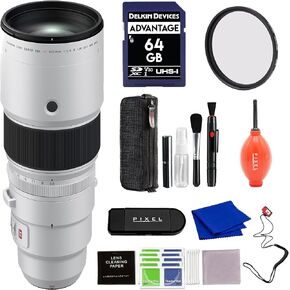 Fujifilm XF 500mm f/5.6 R LM OIS WR عدسة مع قارئ البطاقة ، بطاقة SD 64 جيجابايت وملحقات متقدمة | الولايات المتحدة الأمريكية معتمدة مع ضمان Fujifilm | فوجي 500 ملم