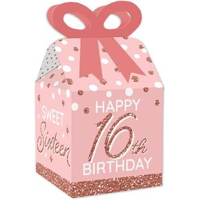 Big Pot of Heapborting Pink Rose Gold Birthday - Square Square Favor Home Joxes - Happy Birthdy Party Boy Joxes - مجموعة من 12