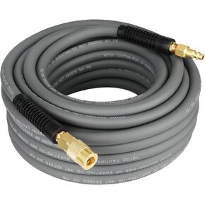 YOTOO Hybrid Air Hose 3/8-Inch by 50-Feet 300 PSI Heavy Duty, Lightweight, Kink Resistant, All-Weather Flexibility with 1/4-Inch Industrial Quick Coupler Fittings, Bend Restrictors, Gray