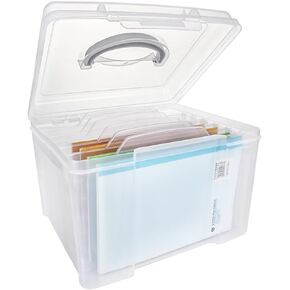 مربع Abuff Greeting Card Storage & Organizer مع 6 فواصل قابلة للتعديل ، مربع منظم بطاقة تخزين الصور البلاستيكية الصافية للأظرف والصور وكتاب القصاصات والملصقات