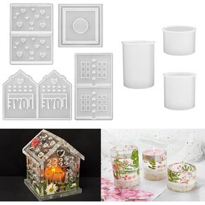 قوالب شمعة الأسطوانة Resinworld + 3D مجتمعة حب منزل Tealight Holder
