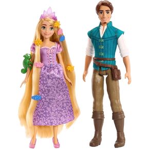 مجموعة مغامرات Disney Princesses من 2 Rapunzel و Flynn Rider Dolls ، ارتفاع 30 سم - Multicolored - ذكرى 100 - HLW39