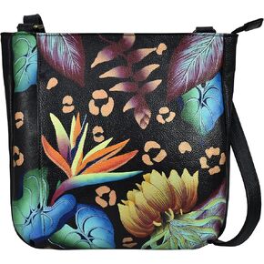 Anna by Anuschka Women's Genuine Leather Medium Crossbody | Hand Painted Original Artwork