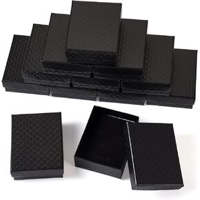 Craftdady 12pcs صناديق مجوهرات صغيرة أسود صغير من الورق الورق من الورق الورقي مع معلقات قلادة أغطية حلقة صناديق عرض فارغة لمهرجان مهرجان عرض مجوهرات التعبئة الحاضر