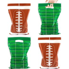 Football Goodie Bags, 50 PCS Football Party Favor Bags Football Gift Bags Treat Bags Plastic Rugby Candy Snack Bags with Handles for Sports Themed Events Game Day Birthday Party Supplies Decorations