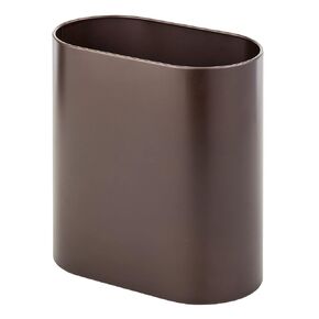 mDesign Slim Pill-Shaped Metal 1.98 Gallon/7 Liter Recycle Trash Can Wastebasket, Garbage Container Bin for Bathrooms, Kitchen, Bedroom, Office - Durable Stainless Steel, Mirri Collection, Bronze