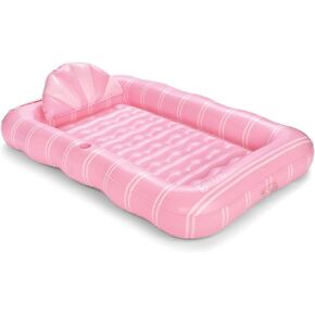 Funboy و Barbie Tanning Pool Lounger Float ، XL 72 '' X 48 '' Pool مع وسادة مخصصة وحامل كوب كبير ، مثالي للسباحة أو الفناء الخلفي.