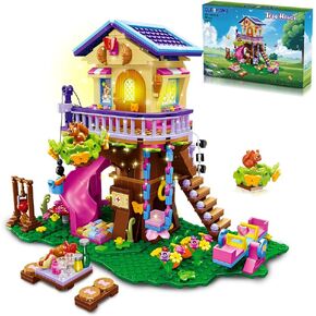 مجموعات بناء Treehouse مع LED Light - Tree House Building Toy ، Friendship Up House Building مجموعة مع شريحة وملصقات ، هدية عيد الفصح للأطفال الفتيات الفتاة 6 7 8 9 10 11+ （618pcs