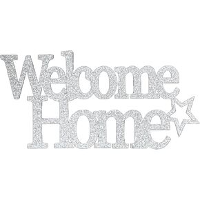 Welcome Home Homewarming Glitter Cake Topper (Welcome Home, Silver)
