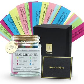 Bible Verse Jar,Read Me When Bible Verses Jar（90Pcs),Bible Jar with Greeting Card,Prayer Hope Jar with Gift Box,Prayer Jar,Religious Gift Christmas Gifts for Mom Father Women Men Kids
