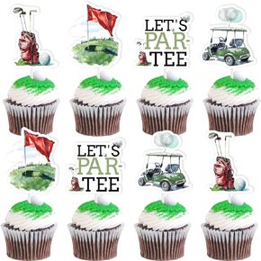 Kreatwow 24pcs Golf Cupcake Topcake Topcake Retro Golf Birthday Party Decorations Golf Cake Decoration Let's par-tee time golf party decor sport golf golf decor