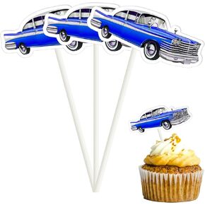 Car Cake Decoration 24 Pcs Blue Car Cupcake Toppers Sports Car Car Theme Birthday Party/Boys Girls/Children Birthday Party Decoration for Kids Birthday/Sport Racing Theme Party Cake Decor Supplies in Saudi Arabia