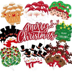 73pcs عيد الميلاد كب كيك اختيارات لقطات لعيد الميلاد الثلج الثلج سانتا كلوز الزنجبيل رجل الرنة قزم العطلة العطلة عيد الميلاد المقبلات