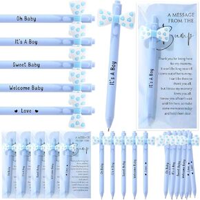 50 Set Baby Shower Party Gift Pen Favors for Guests Include 50 Bow Ballpoint Pens 50 Baby Shower Thank You Cards with Opp Bags for Gender Reveal Party Prizes Souvenirs(Girl)