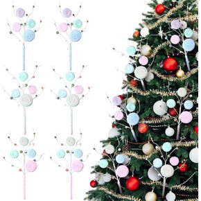 Jutom 6 PCS Dristrics Tree Ricks Pastel Candy Cane Decor