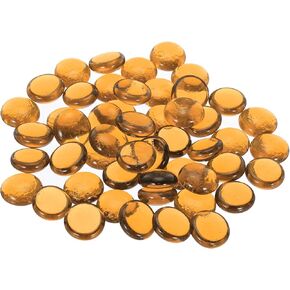 MECCANIXITY Decorative Flat Glass Marbles 12-14mm Rock Vase Filler Beads Pebbles Navy Blue for Fish Tank Table Scatter Decor, 50Pcs